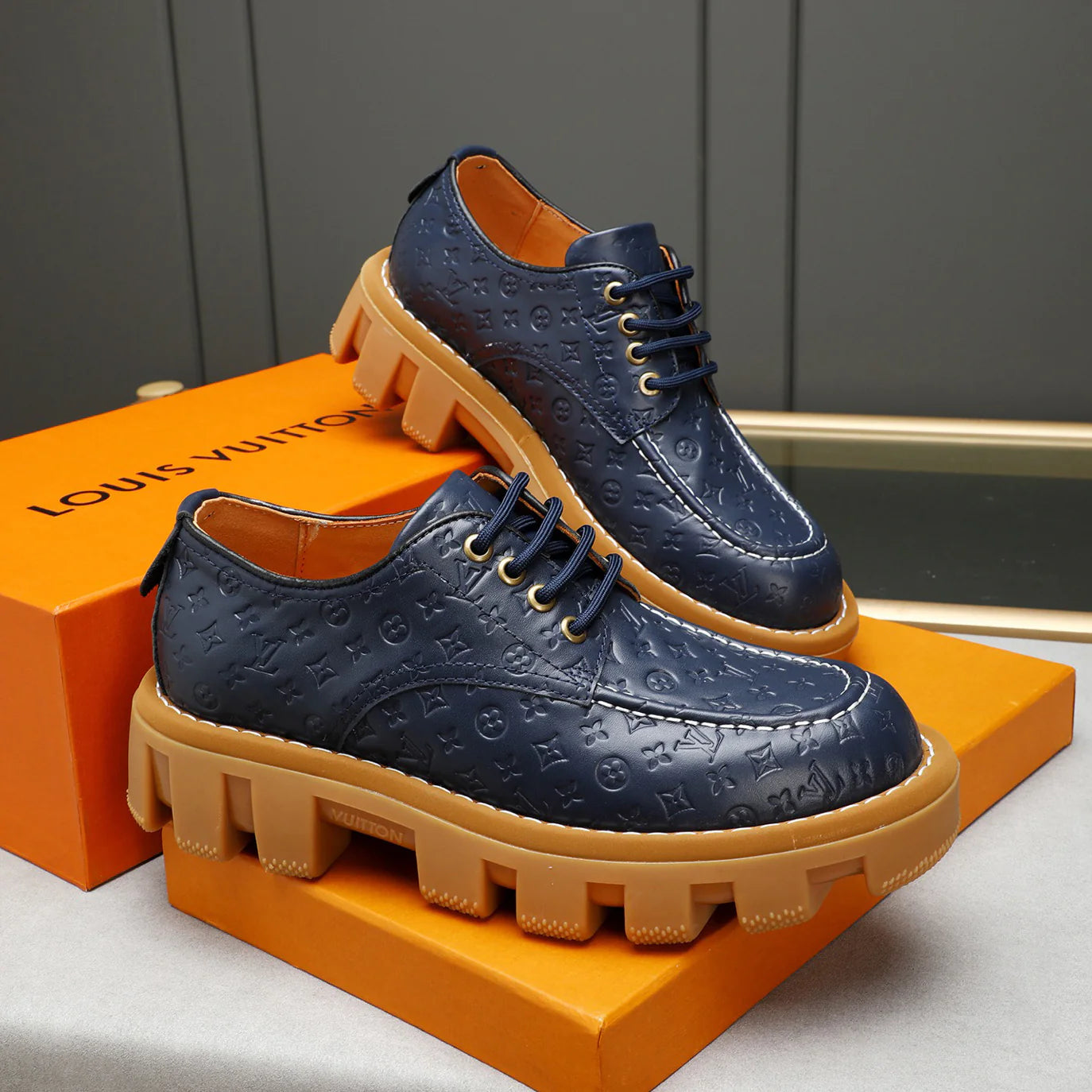 Versatile Chunky-Sole Leather Casual Men's Shoes 1025102417