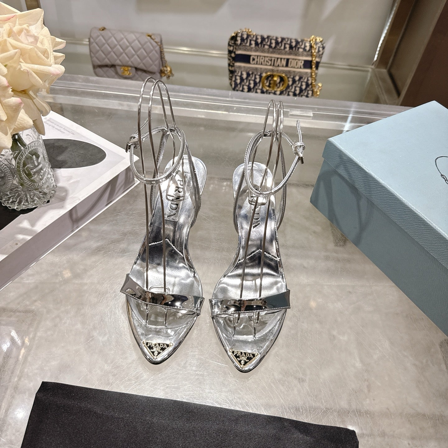 PR Metallic leather high-heeled sandals 1826060206