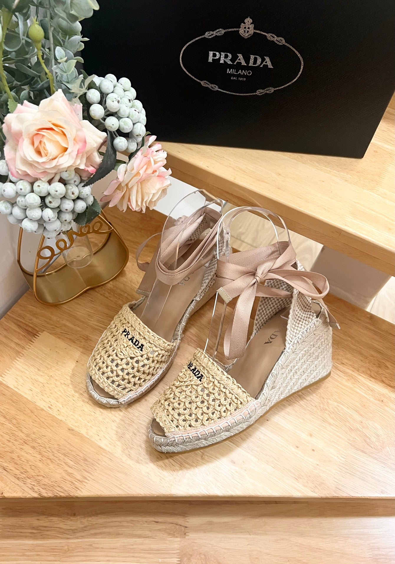 PR Fish mouth sandals straw wedge shoes 1825031909