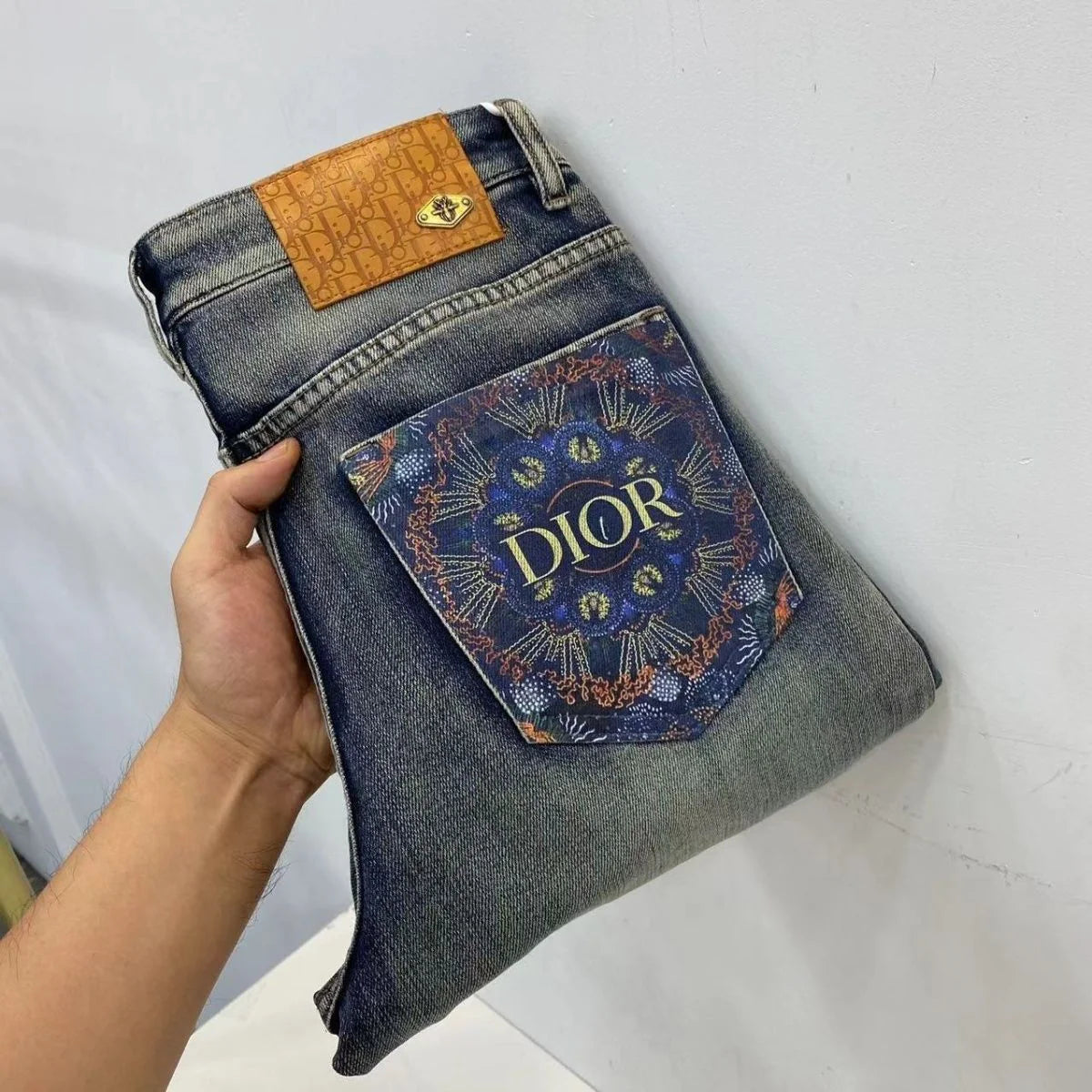 High luxury autumn and winter elastic slim fit denim pants 1024111502