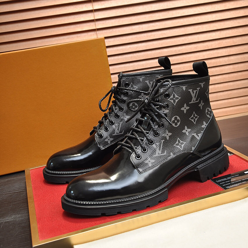 Classic fashion men's classic pattern stitching lace-up Martin boots all-match steel toe boots