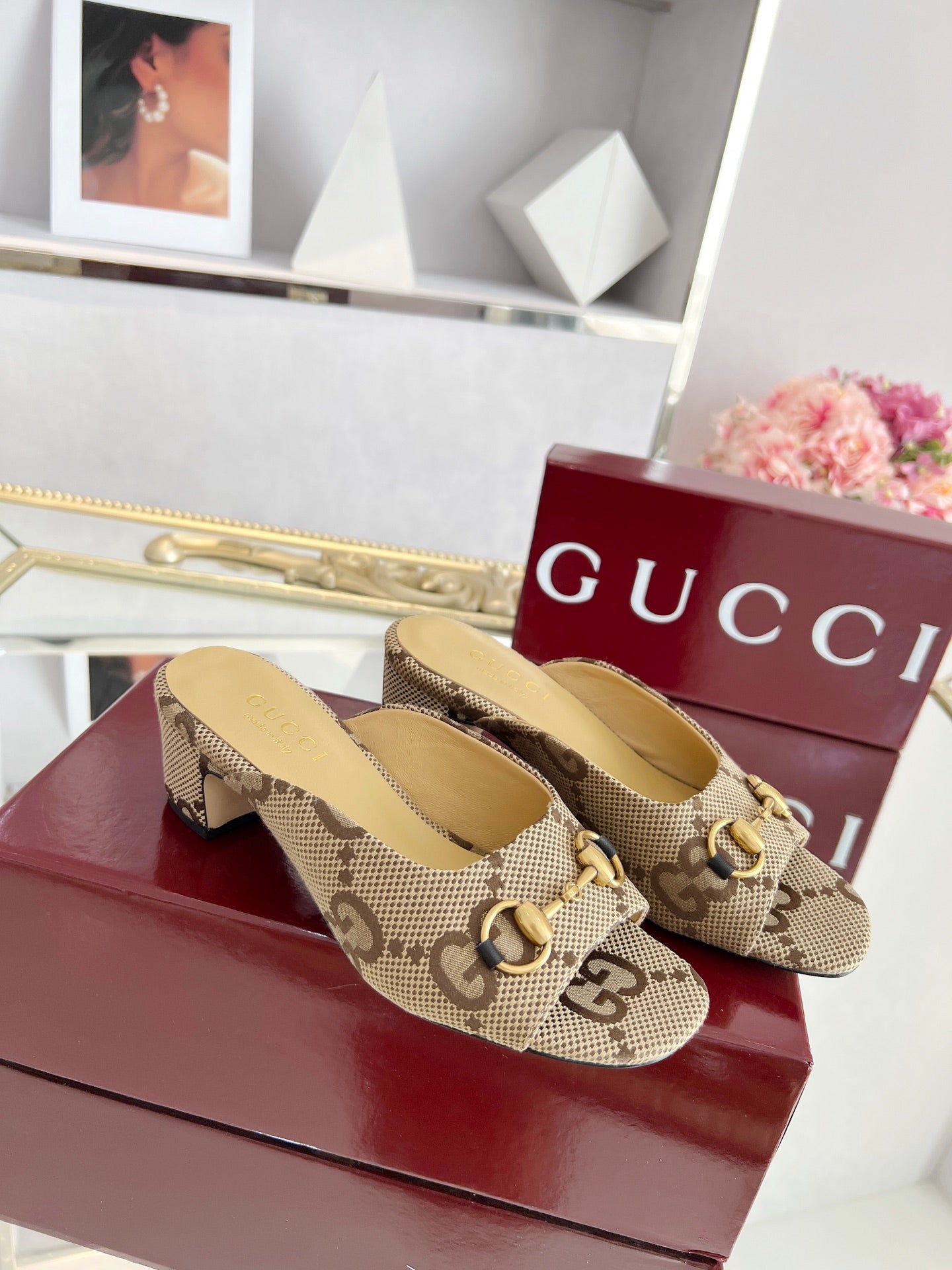 GUI Chunky heel slippers 1825061302