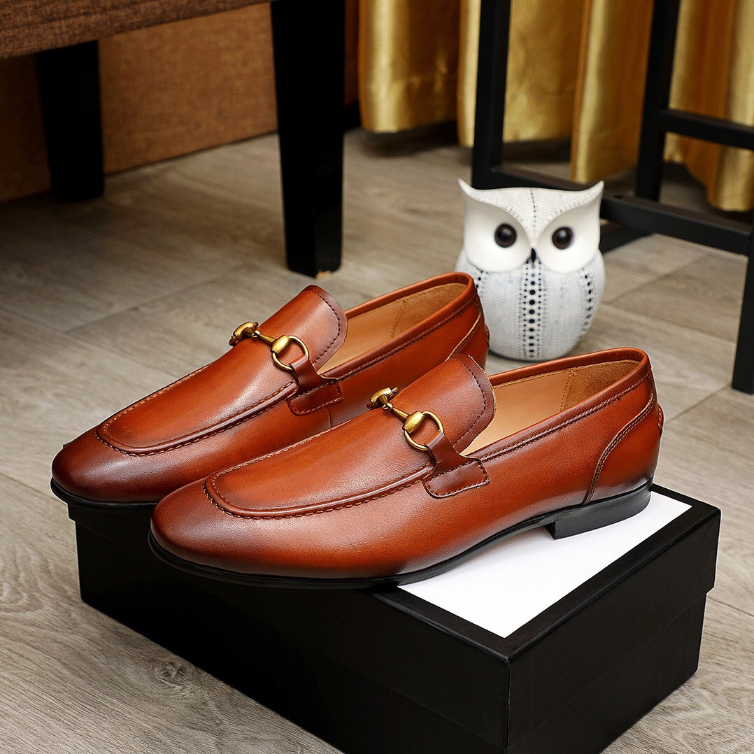 Brown Classic Double Buckle G Slip On Loafer