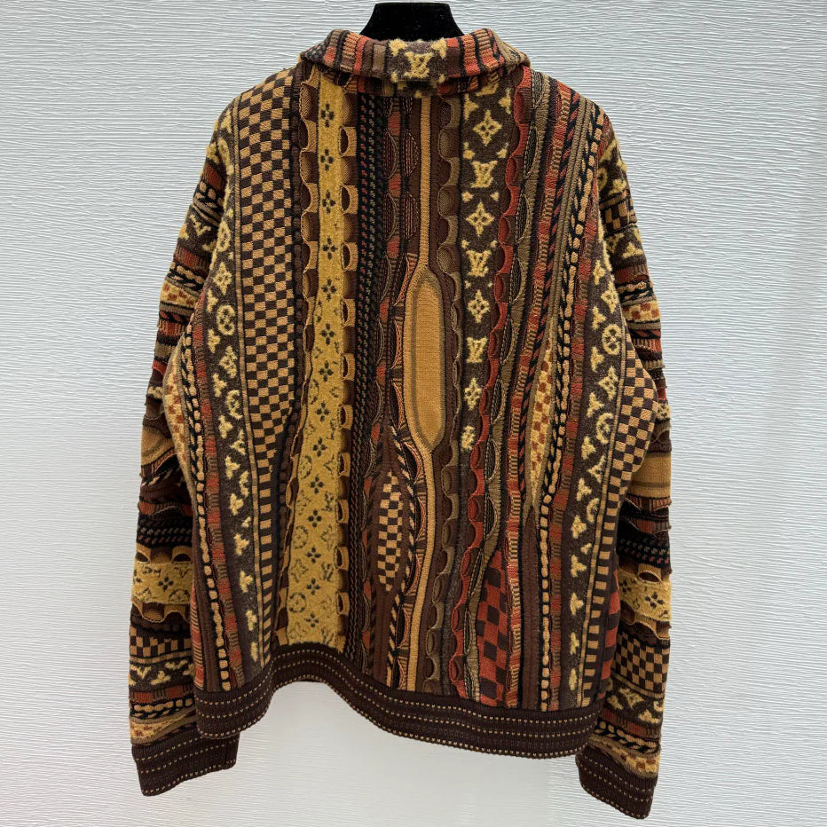Unisex Vintage-Print Knit Cardigan 1025103101