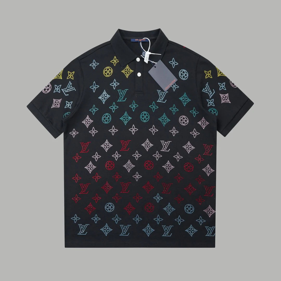 New full color diamonds lapel short sleeve 1025050813