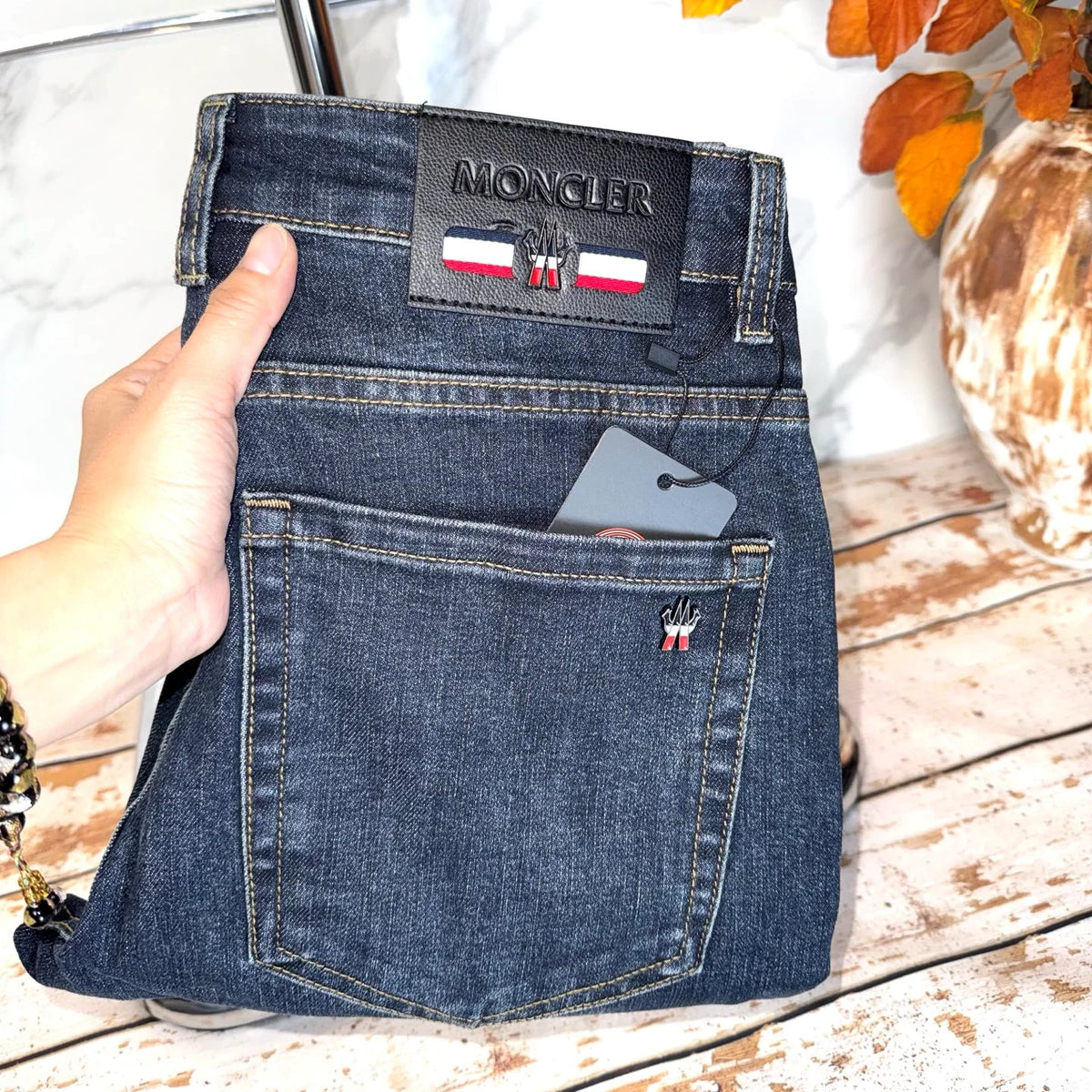 Classic all-season washed men's slim straight leg jeans 1425121705