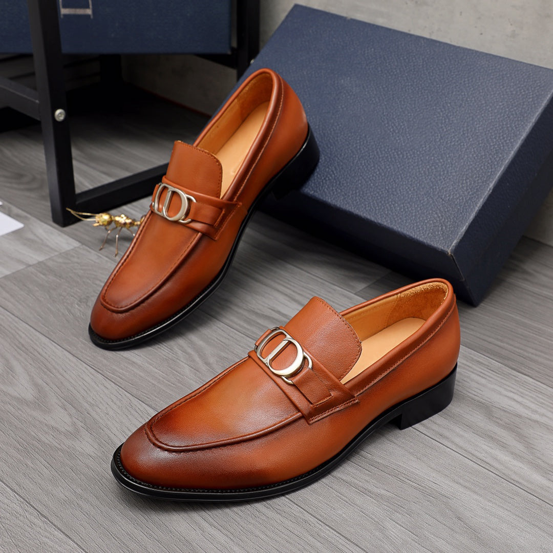 Brown Handmade Men's Leather Classic Dress Loafers