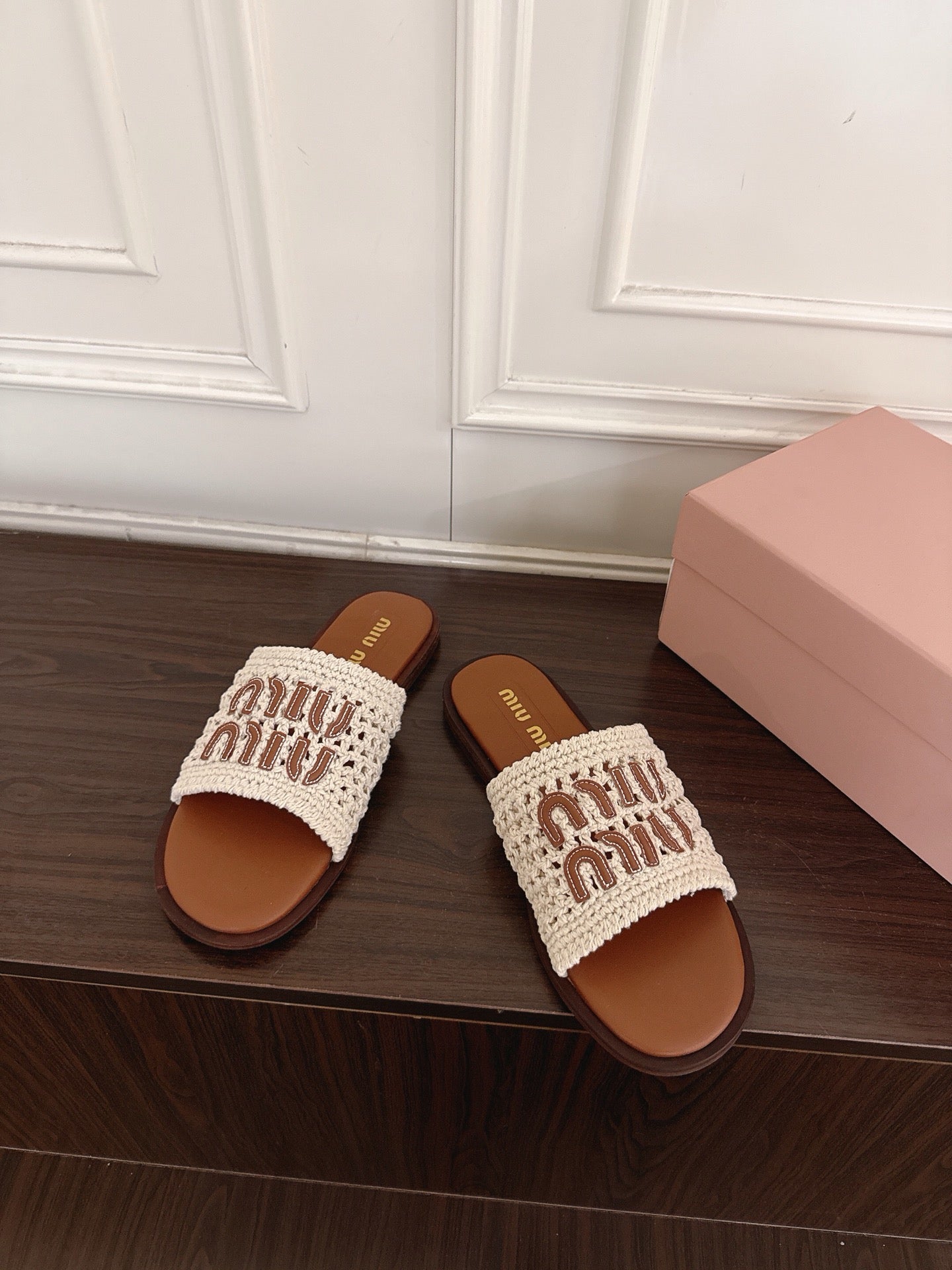 MM Crochet and leather slides 1826062505