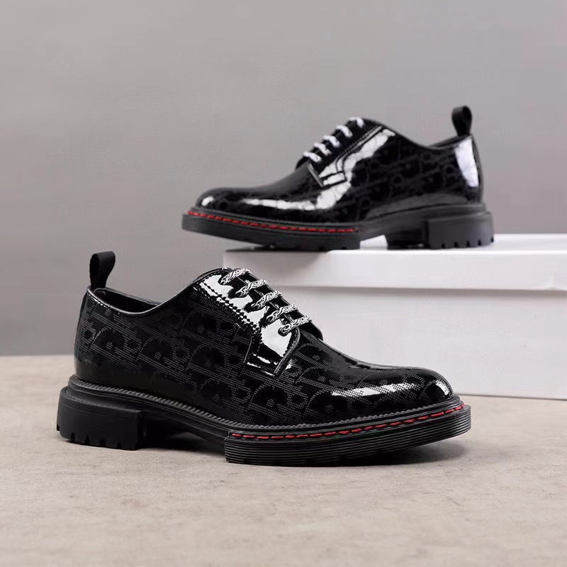 D logo classic letter engraved patent leather shoes PD16063004