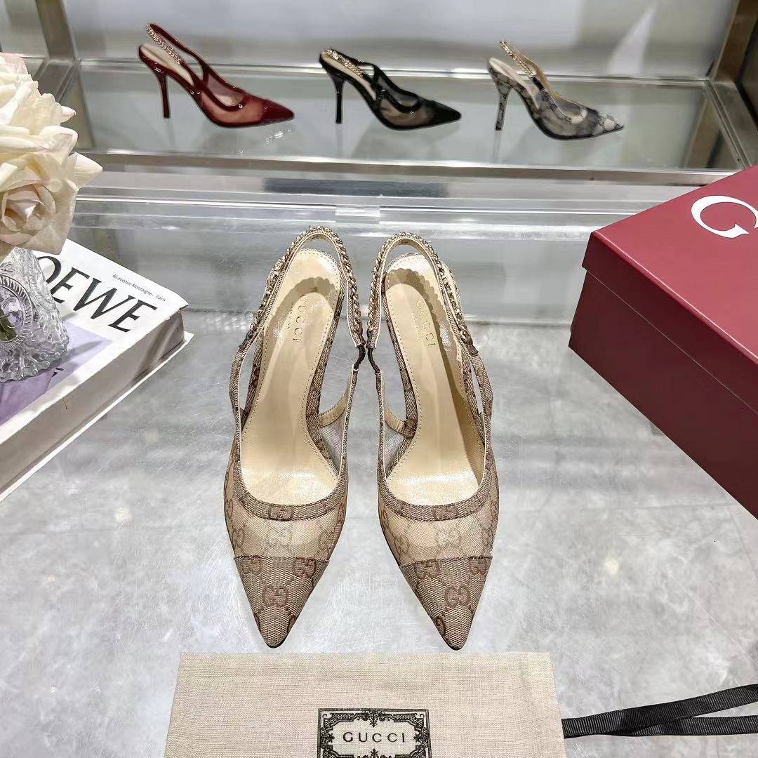 GUI Horsebit crystal slingback pumps 1825031004
