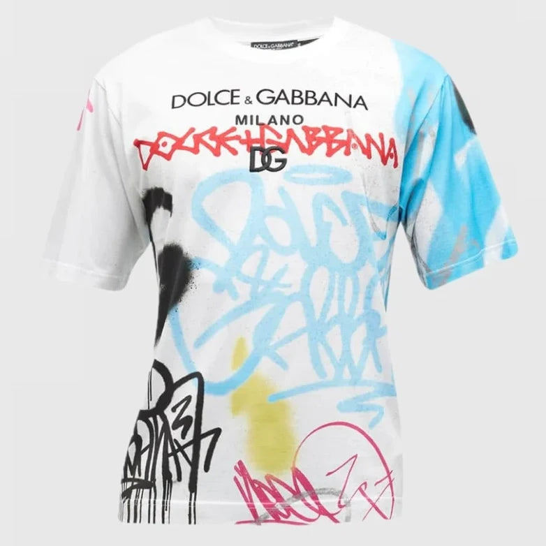 Limited New Graffiti Round Neck Short Sleeve T-Shirt 3D1025042902