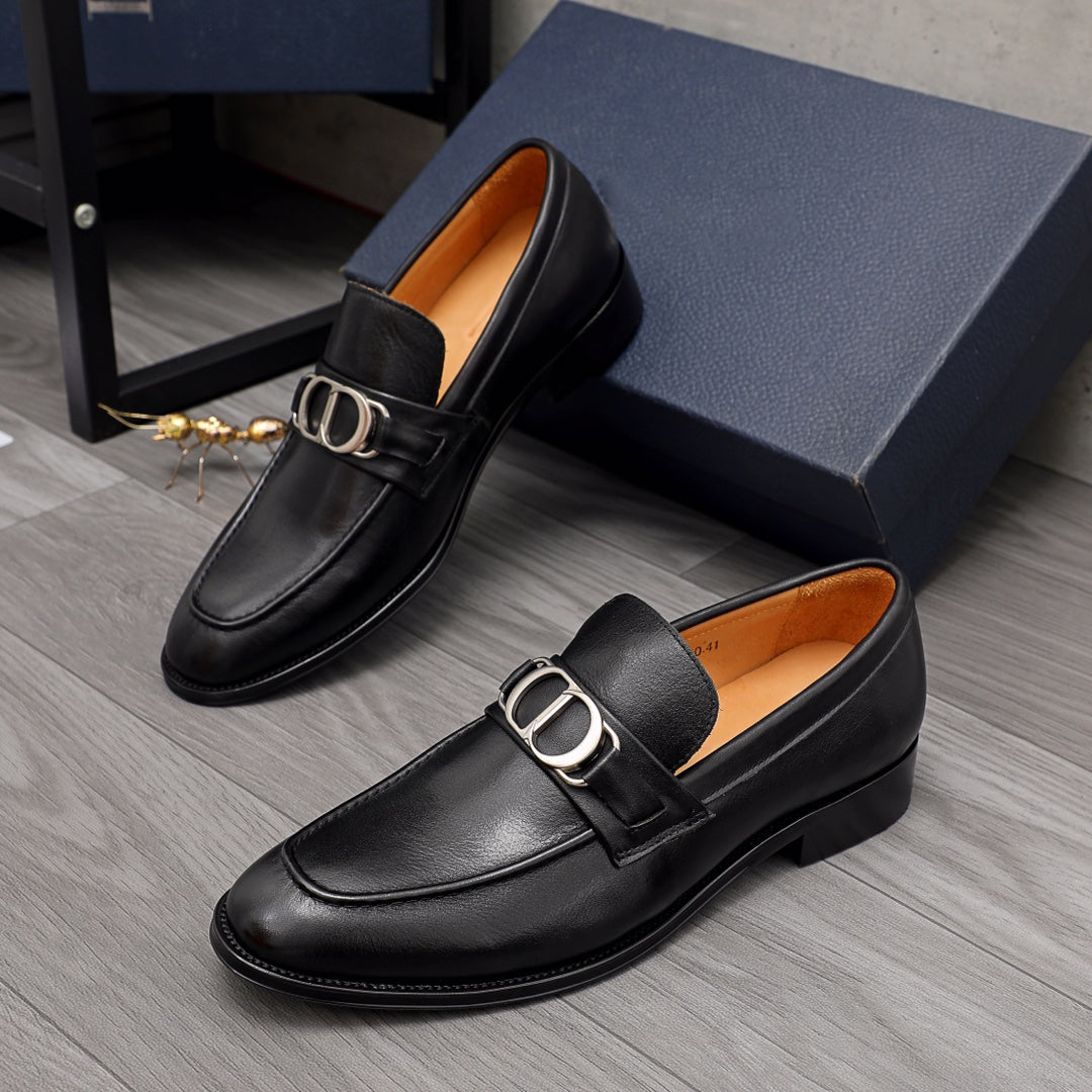 Black Handmade Men's Leather Classic Dress Loafers