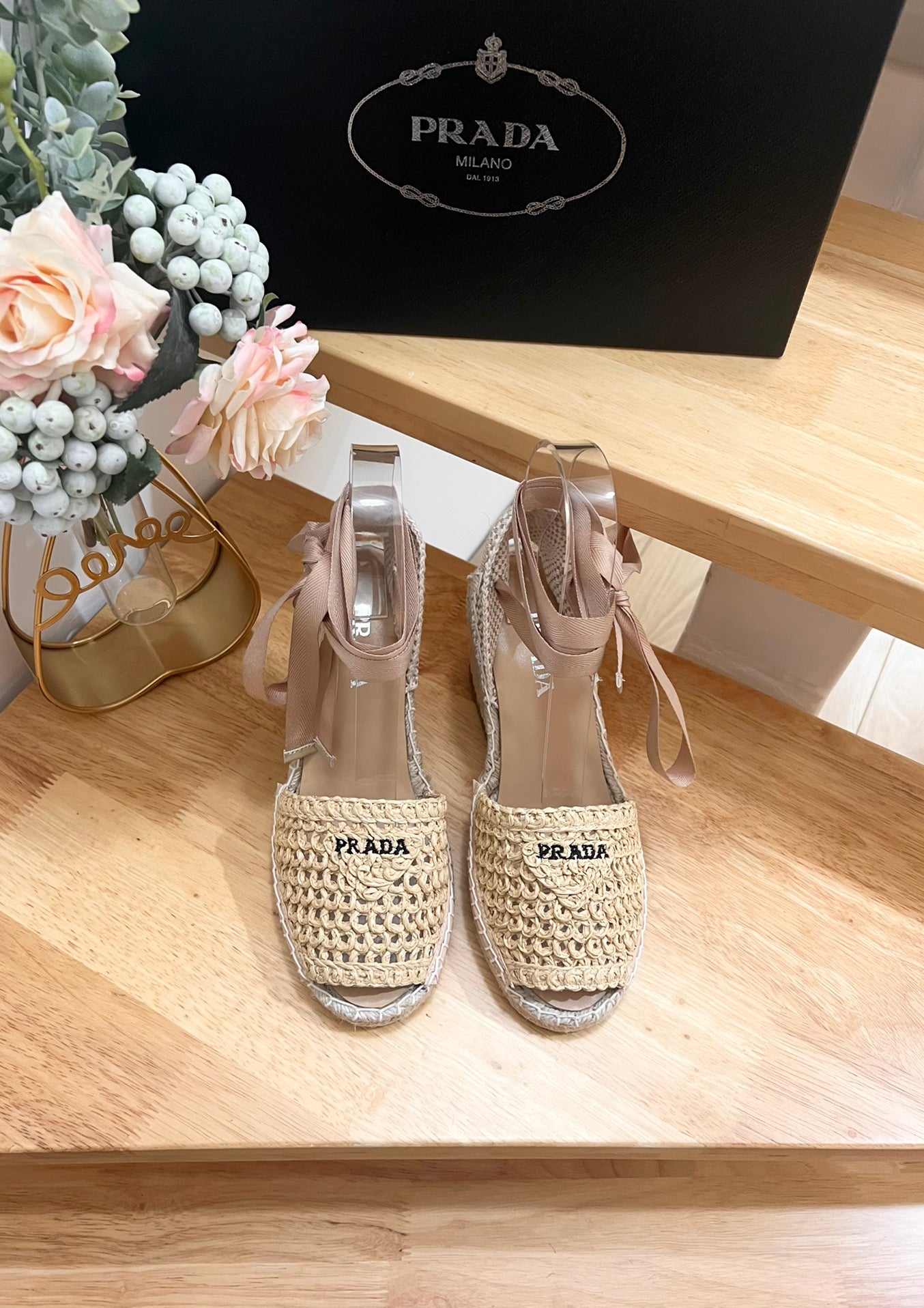 PR Fish mouth sandals straw wedge shoes 1825031909