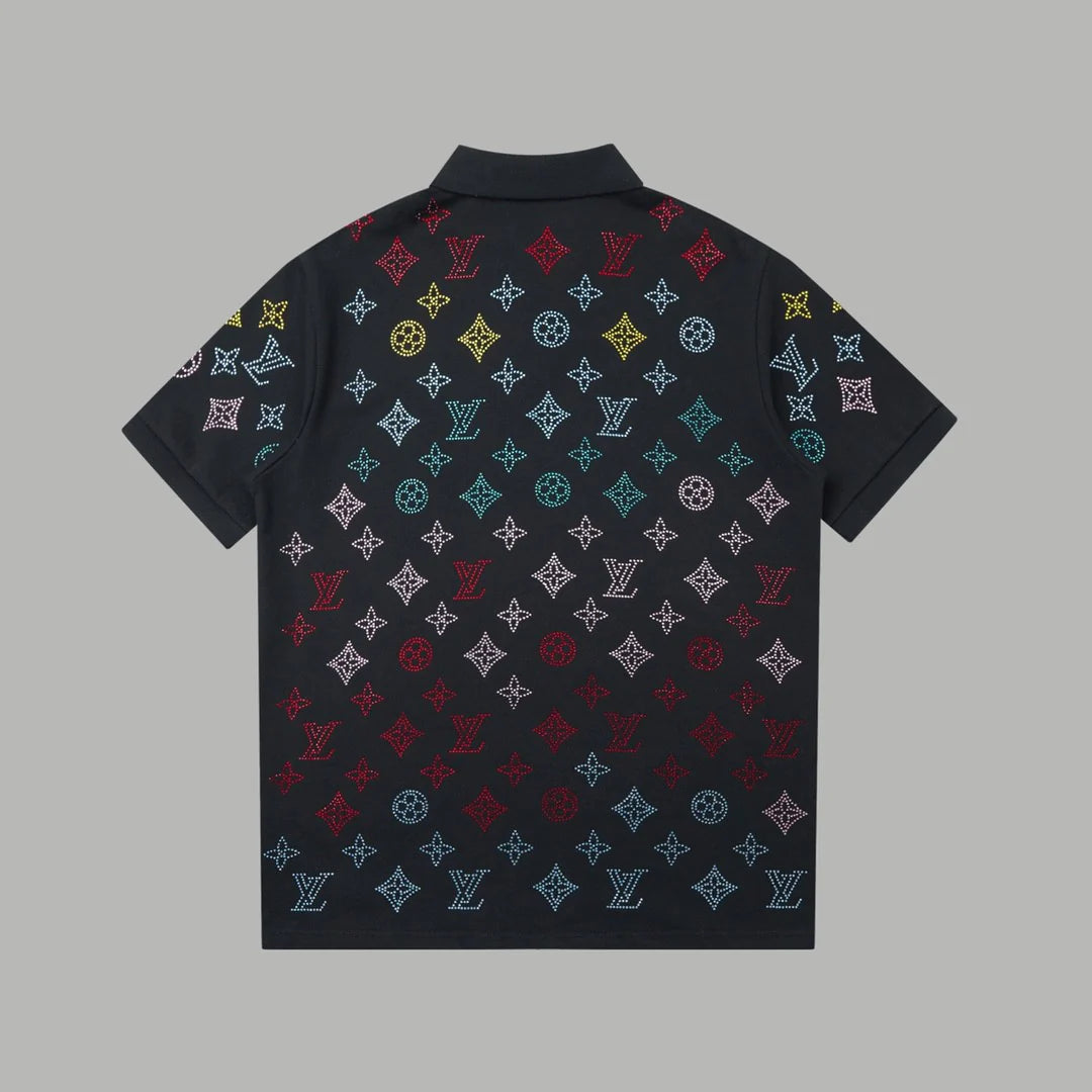 New full color diamonds lapel short sleeve 1025050813