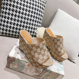 G new printed sequins platform ladies slippers XC07061201