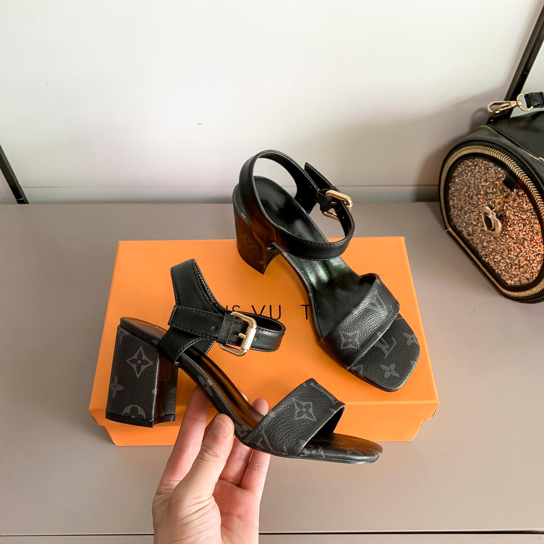 Ladies Brown & Black New Trendy Roma High Heel Sandals
