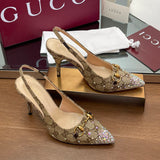 GUI Horsebit crystal slingback pumps 1825031003