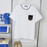 VV Embroidered leather logo T-shirt 1825042507