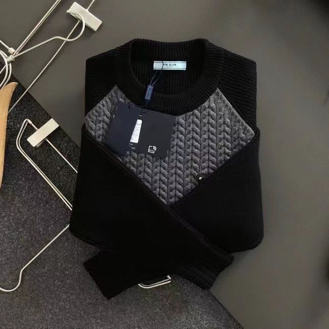 New Thick Knitted Sweater for Men's Splicing Sweater 1024110711