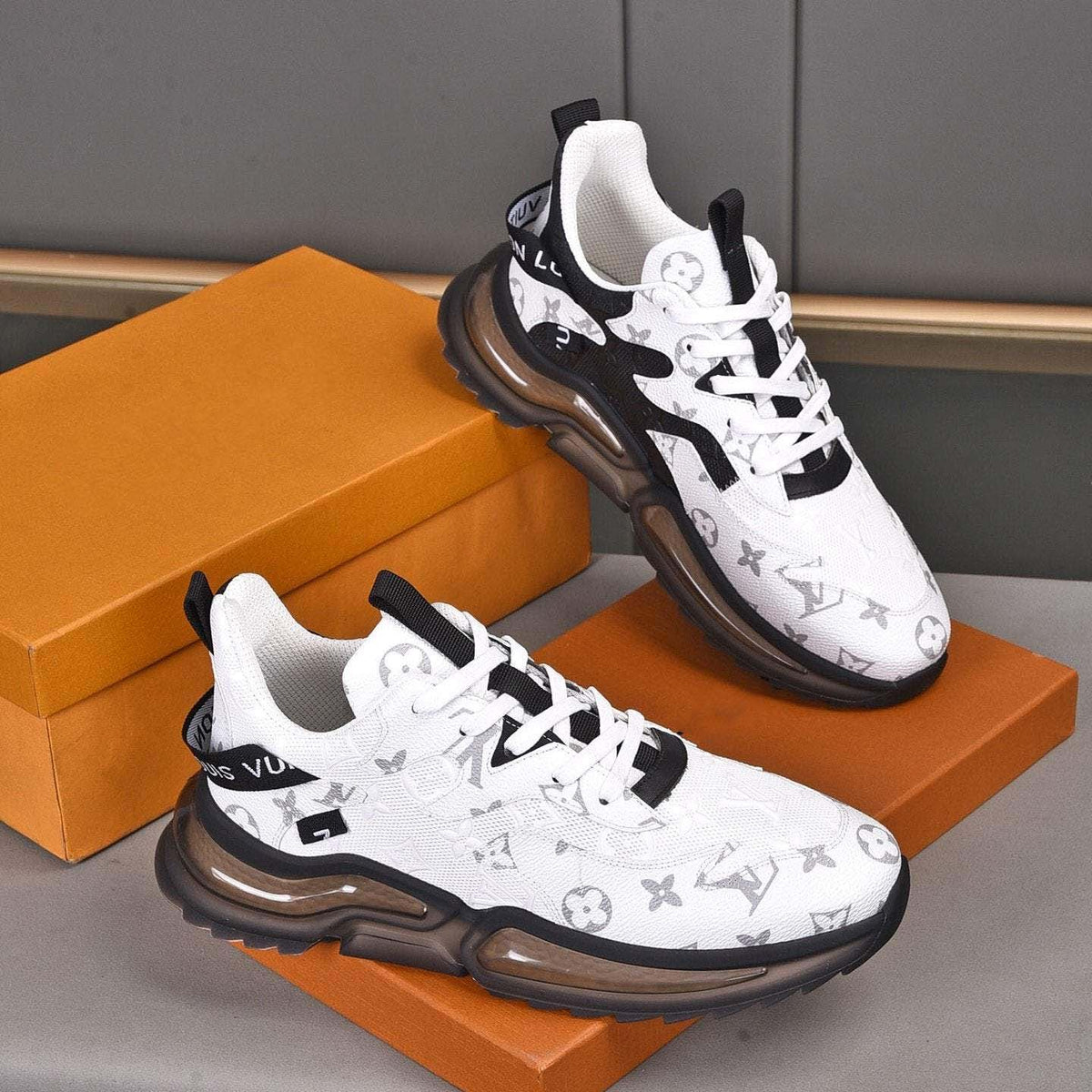 V21 White Color Block Cushion Sole Sneakers