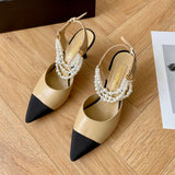 CNL Pointed pearl chain high heel sandals 1824070202