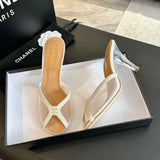CNL 24S catwalk style embroidered mesh slippers high heels 1824060904