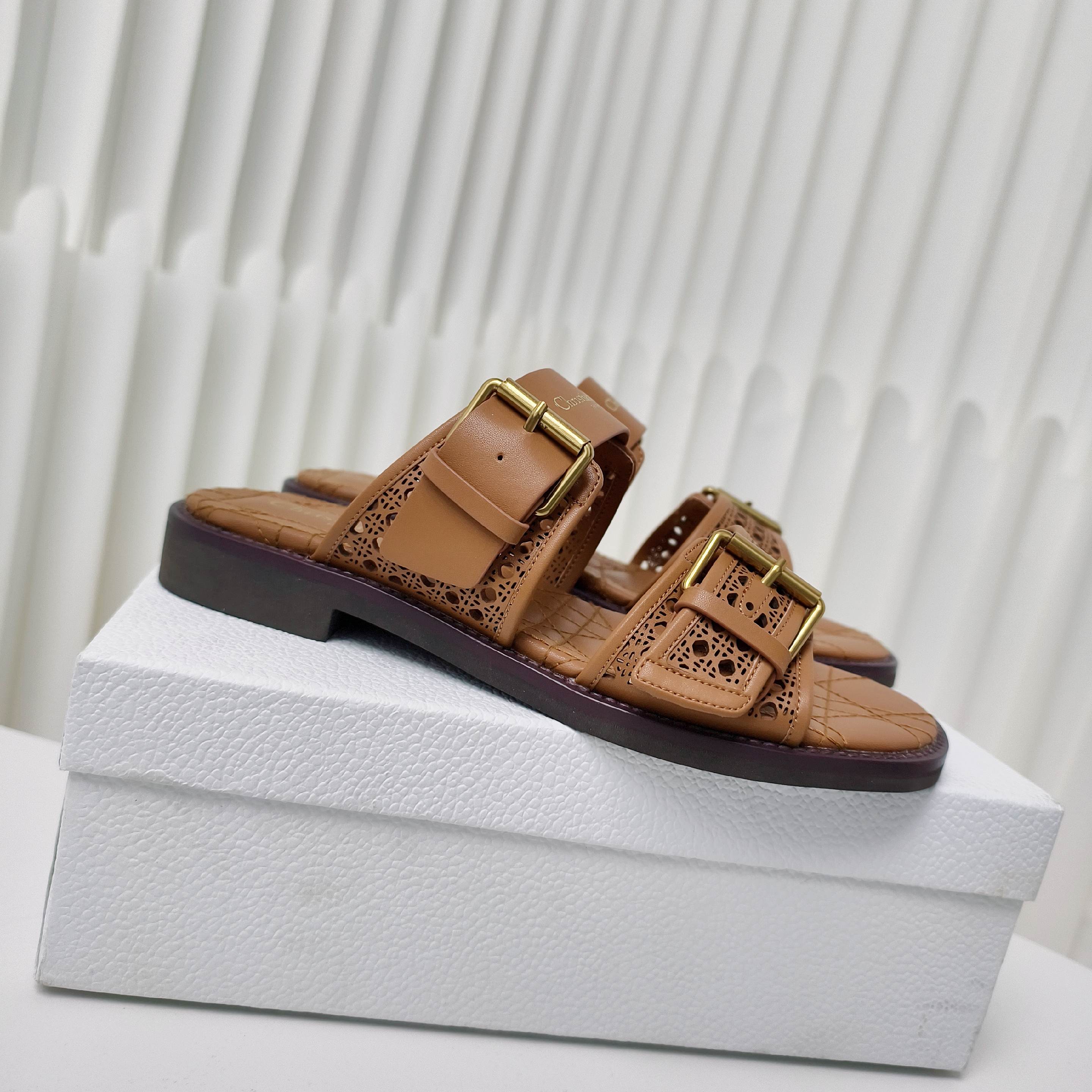 DD Cow leather cutout flat sandals 1825022816