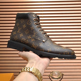 Classic Fashion Men's Classic Pattern Lace-Up Martin Boots Versatile Short Boots