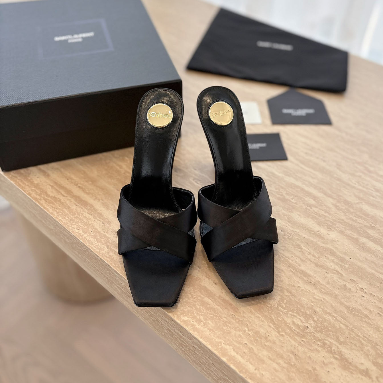 YSL opyum mules in satin crepe 1825022002