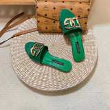 New D Letter Open Toe Flat Slippers 1024040205