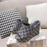 G new printed sequins platform ladies slippers XC07061201