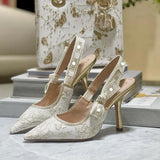 Pure Color D logo Handmade elegant Women's High Heeled PD05202422706