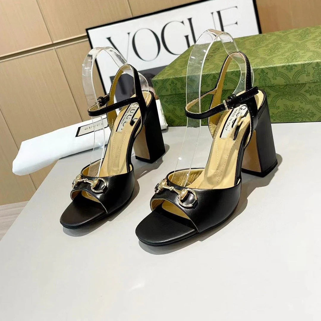 New Women Leather Horsebit High Root Sandals 1024041831