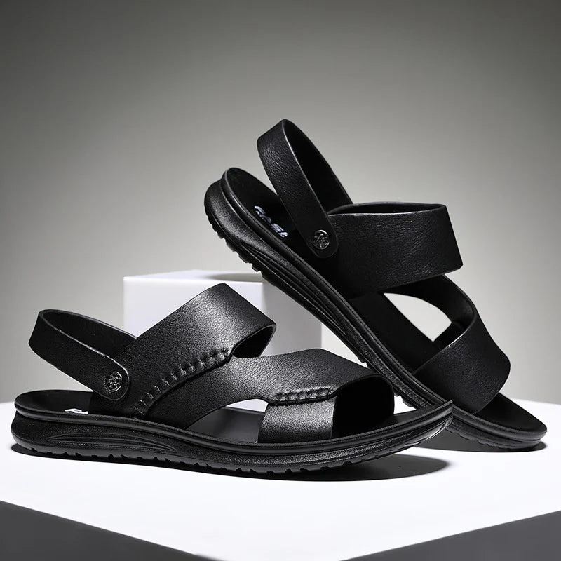 Leather summer new trendy drag dual-purpose beach shoes fashion sandals