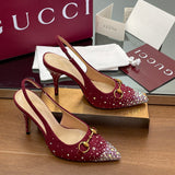 GUI Horsebit crystal slingback pumps 1825031003
