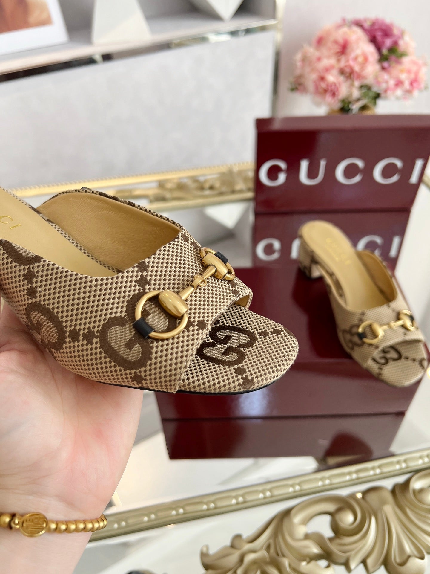 GUI Chunky heel slippers 1825061302