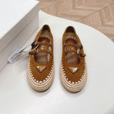 Raffia Straw Mary Jane Flat Single Shoes 1025051503