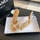 CNL 24S catwalk style embroidered mesh slippers high heels 1824060904
