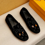Men's Fashion Versatile V Logo Moccasin Loafers