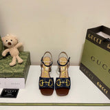 New Horsebit Buckle French Thick Heel Sandals 1024042622
