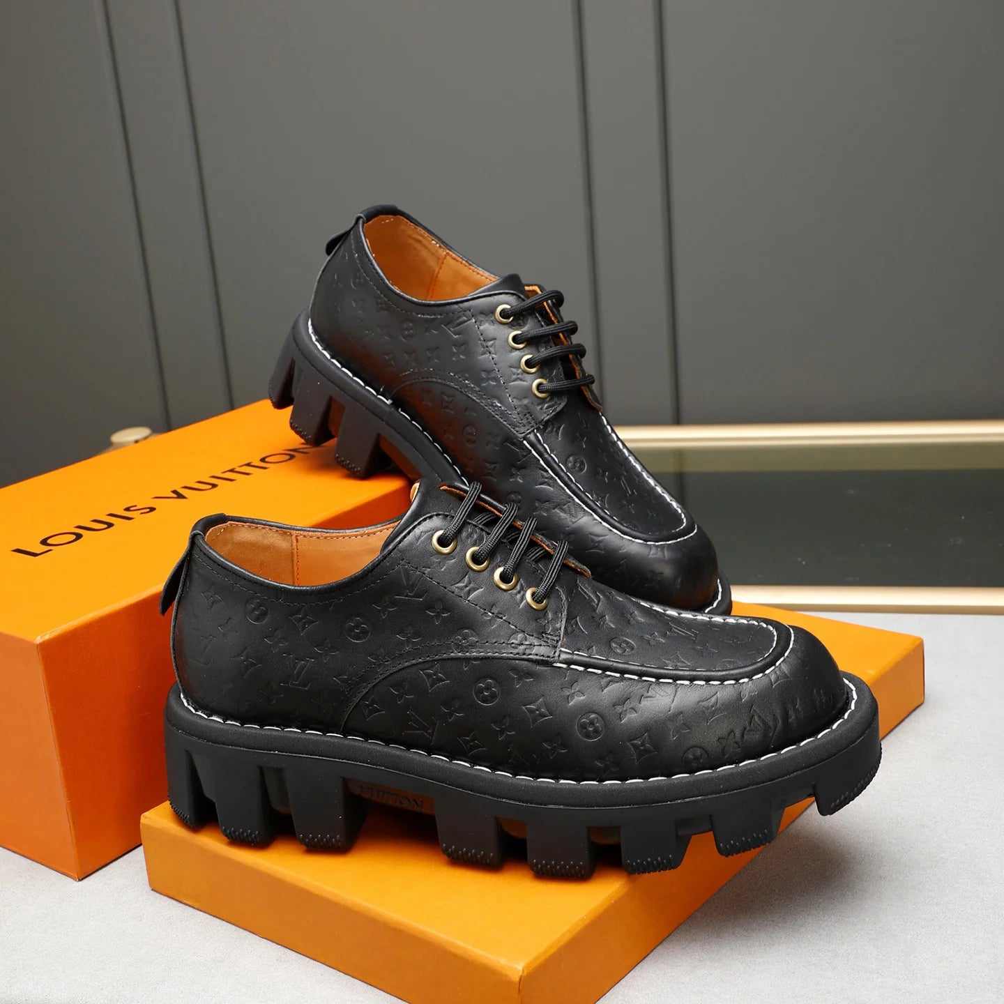 Versatile Chunky-Sole Leather Casual Men's Shoes 1025102417