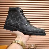 Classic Fashion Men's Classic Pattern Lace-Up Martin Boots Versatile Short Boots