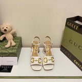 New Horsebit Buckle French Thick Heel Sandals 1024042622