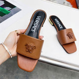 Classic Fashion Comfortable Head Flat Square Large Size Slippers 1024040207