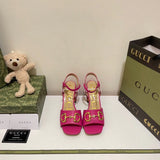New Horsebit Buckle French Thick Heel Sandals 1024042622