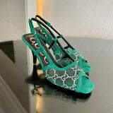 New G logo mesh rhinestone high-heeled sandals XC16060702