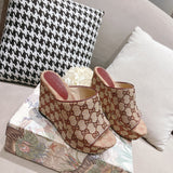 G new printed sequins platform ladies slippers XC07061201