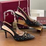 GUI Horsebit crystal slingback pumps 1825031003