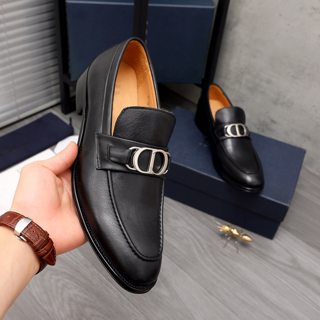 Black Handmade Men's Leather Classic Dress Loafers