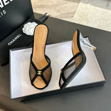 CNL 24S catwalk style embroidered mesh slippers high heels 1824060904